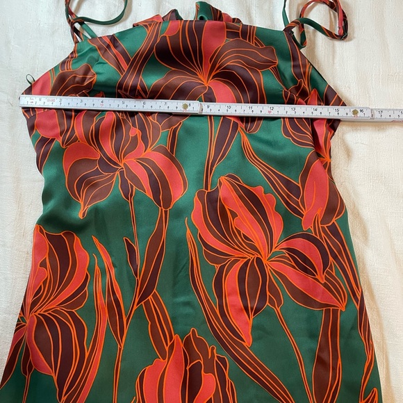 House of Harlow 1960 Satin Maxi Floral Dress Spaghetti Straps Open Back Sash XS - Picture 9 of 13